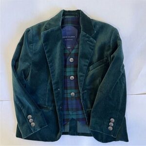 Janie and Jack green velvet blazer and vest